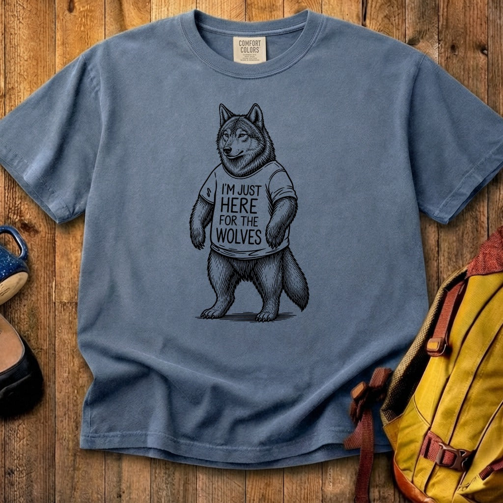 I'm Just Here for the Wolves Cotton T-Shirt