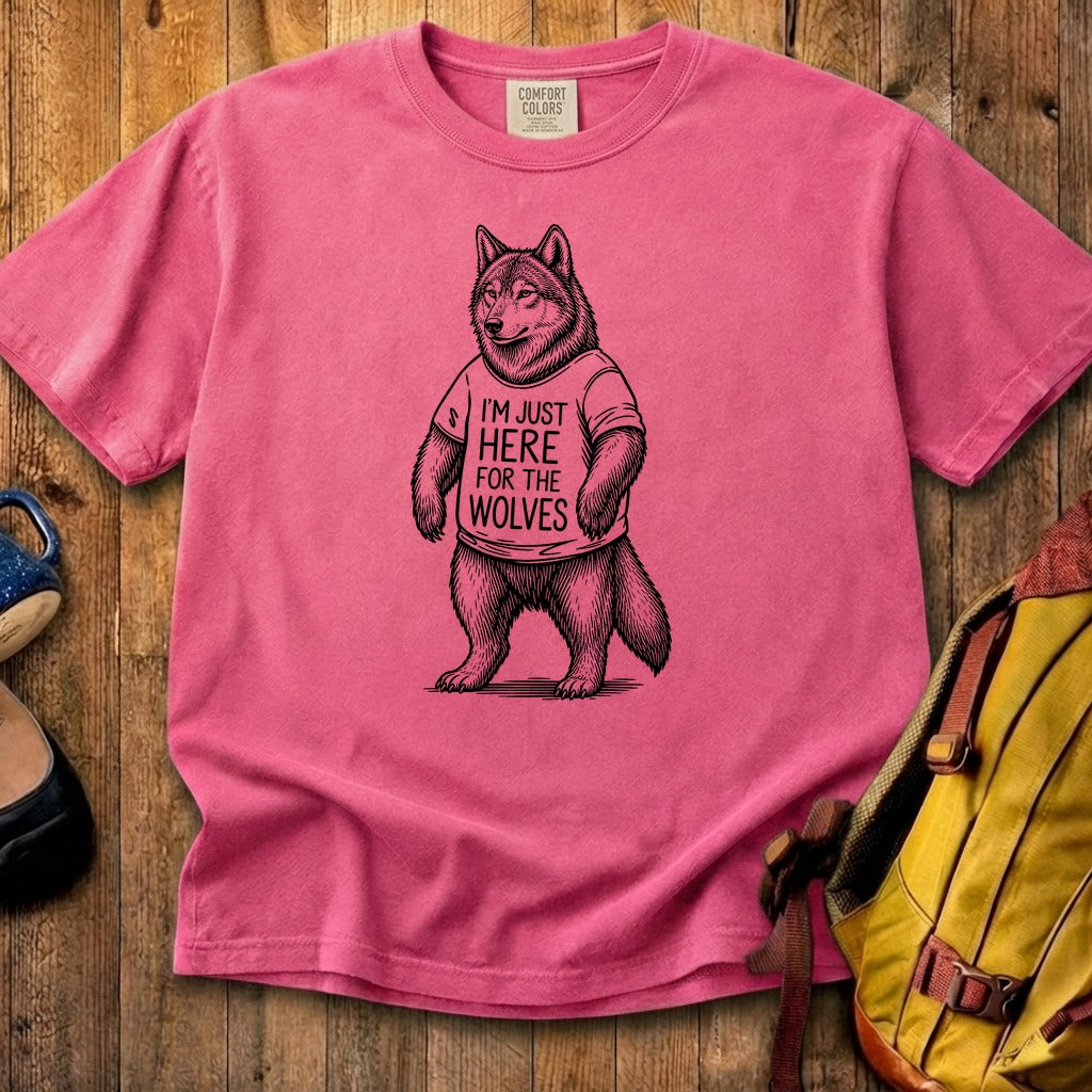 I'm Just Here for the Wolves Cotton T-Shirt