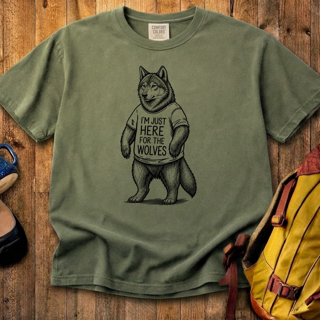I'm Just Here for the Wolves Cotton T-Shirt