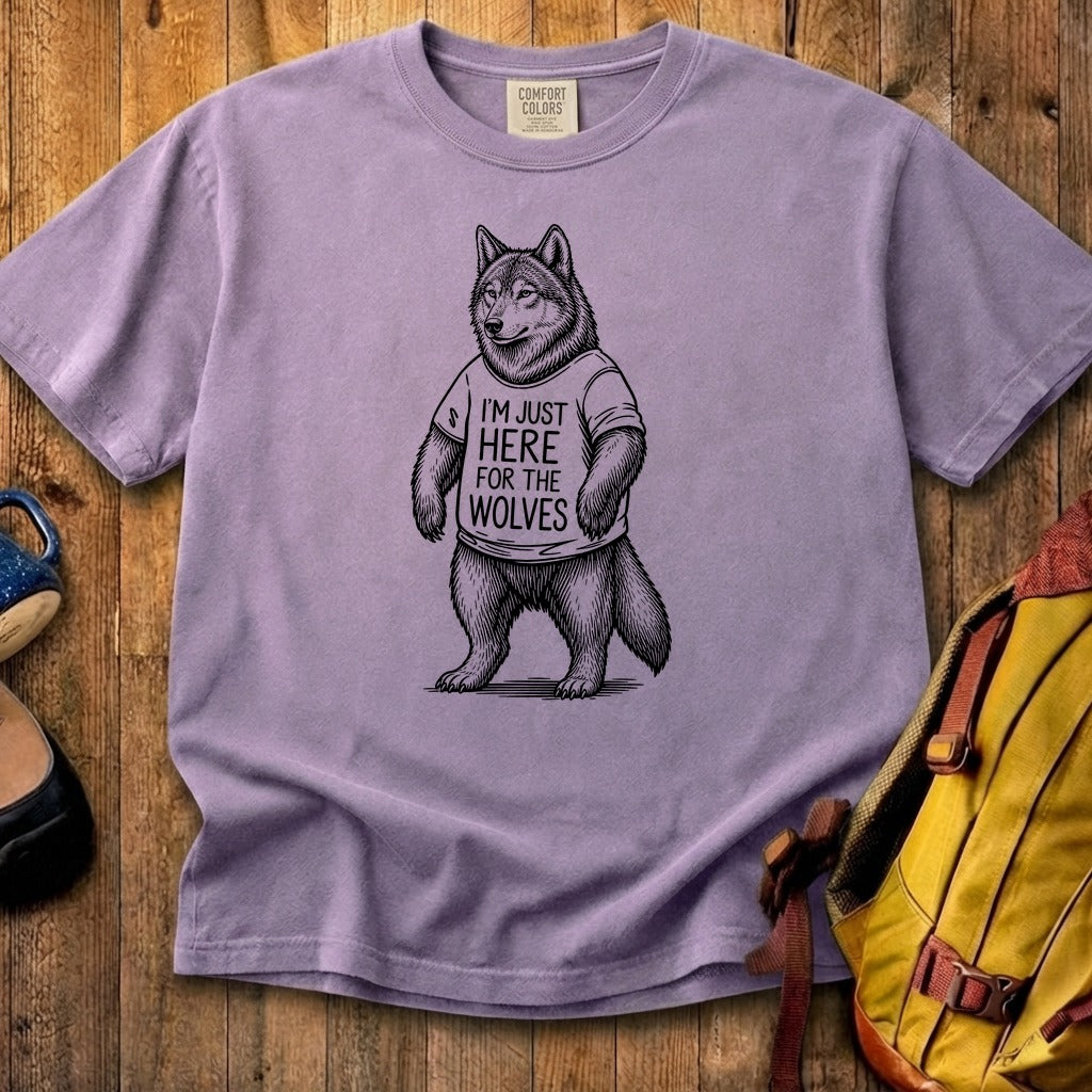 I'm Just Here for the Wolves Cotton T-Shirt