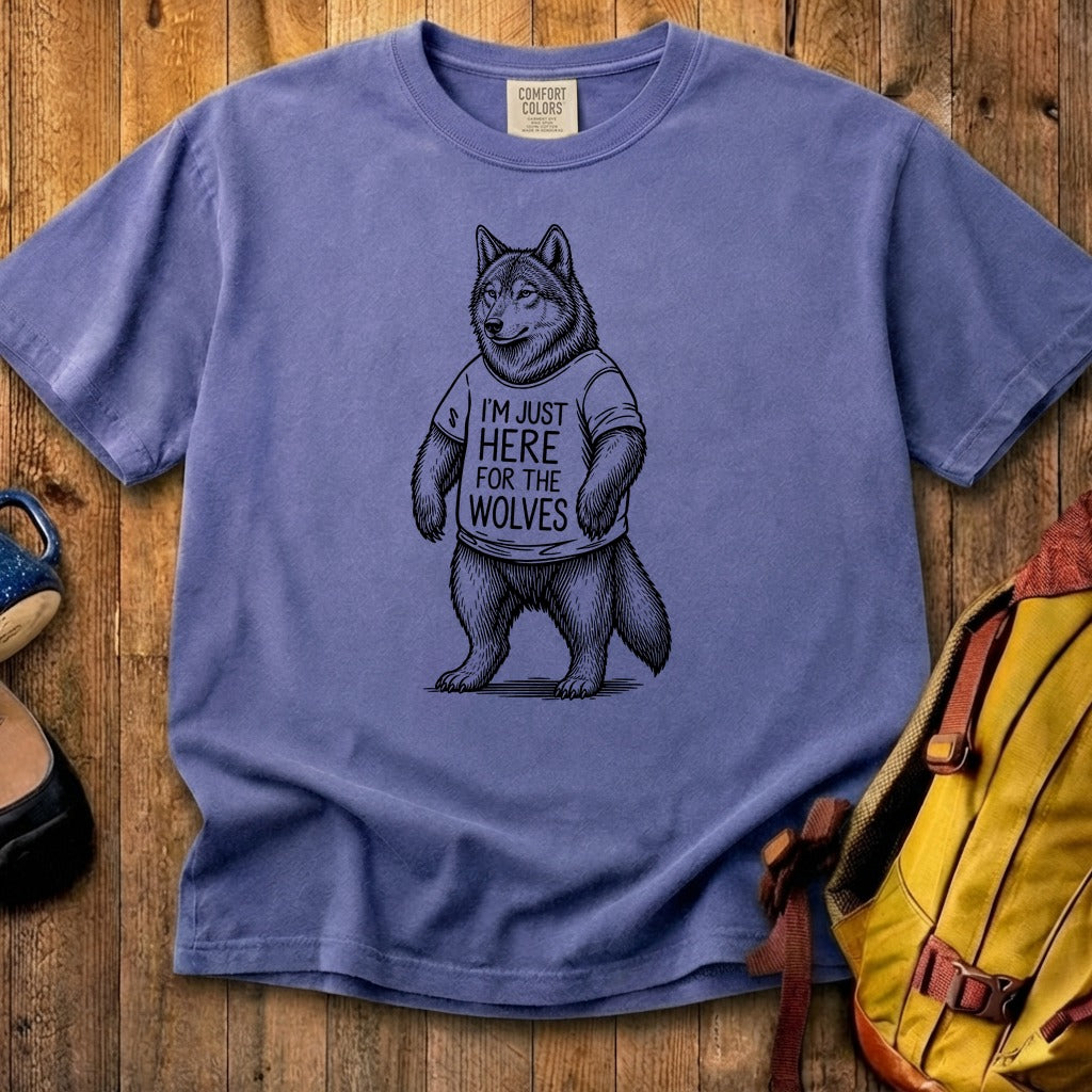 I'm Just Here for the Wolves Cotton T-Shirt