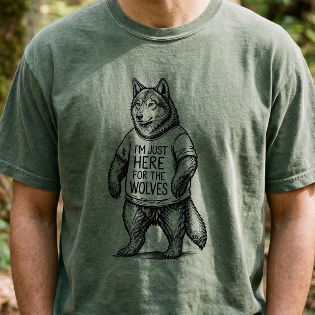 I'm Just Here for the Wolves Cotton T-Shirt