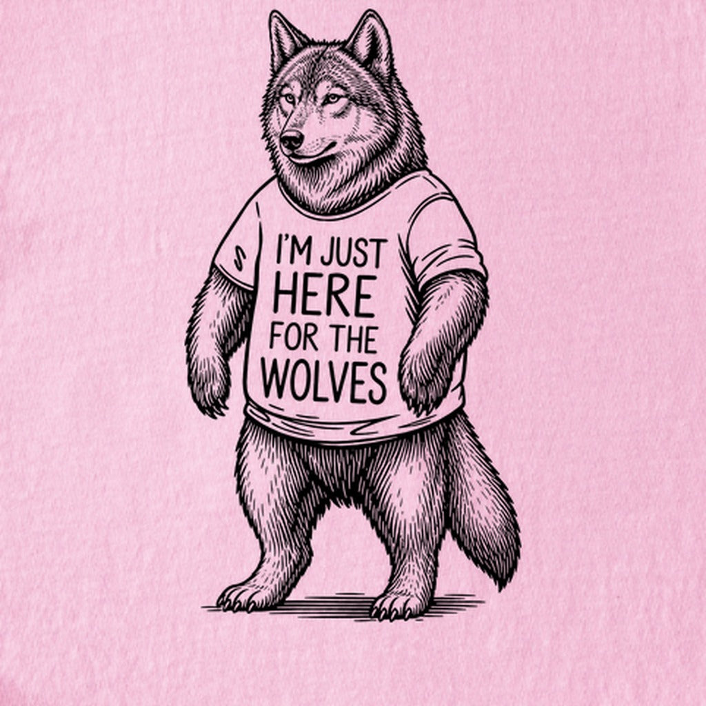 I'm Just Here for the Wolves Kids Cotton T-Shirt