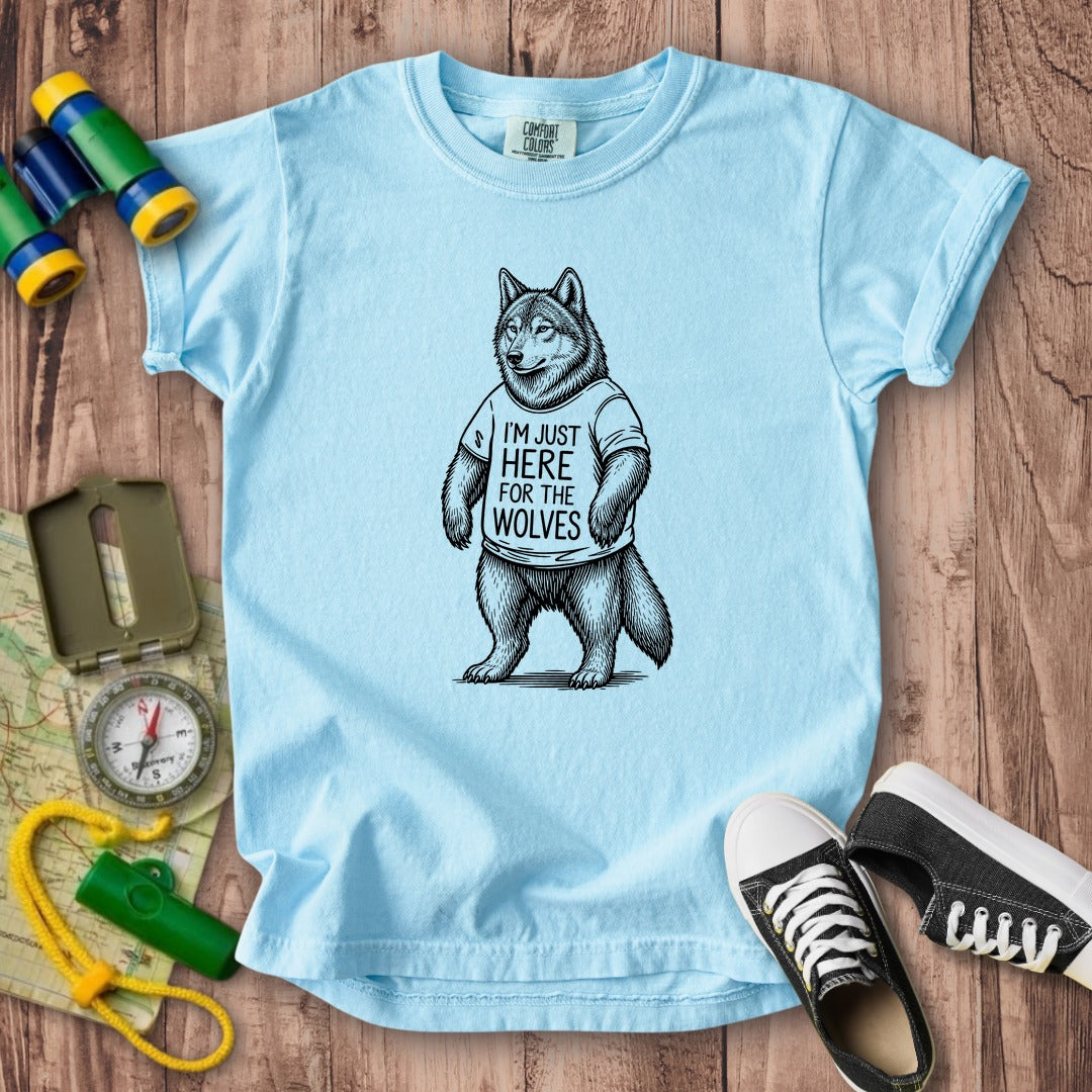 I'm Just Here for the Wolves Kids Cotton T-Shirt