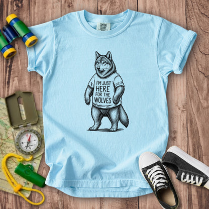 I'm Just Here for the Wolves Kids Cotton T-Shirt