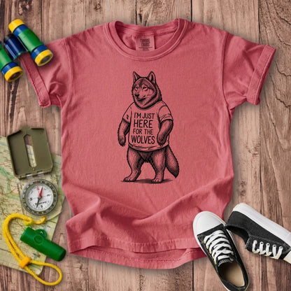 I'm Just Here for the Wolves Kids Cotton T-Shirt