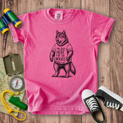 I'm Just Here for the Wolves Kids Cotton T-Shirt