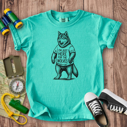 I'm Just Here for the Wolves Kids Cotton T-Shirt
