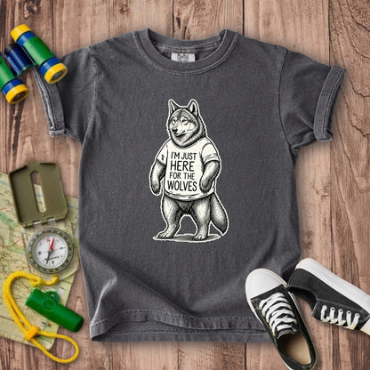 I'm Just Here for the Wolves Kids Cotton T-Shirt