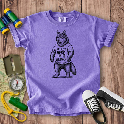 I'm Just Here for the Wolves Kids Cotton T-Shirt