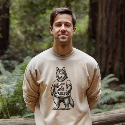 I'm Just Here for the Wolves Crewneck Sweatshirt