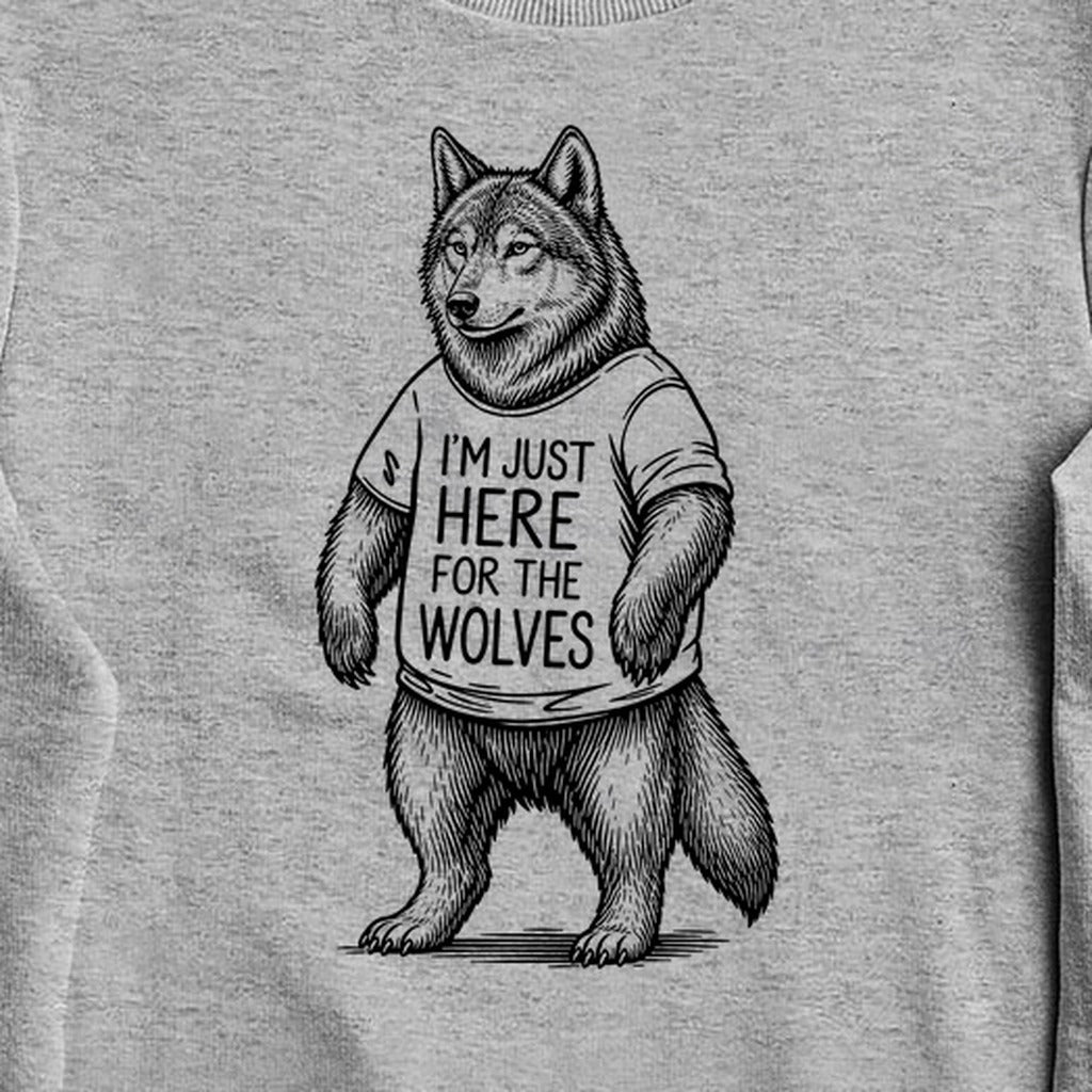 I'm Just Here for the Wolves Crewneck Sweatshirt