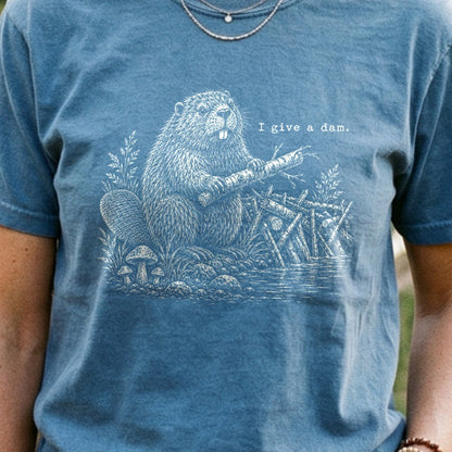 Beaver I Give a Dam Cotton T-Shirt