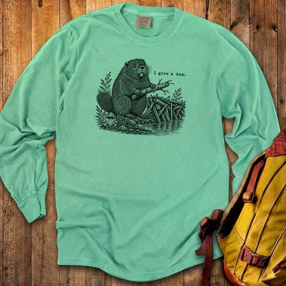 Beaver I Give a Dam Premium Long Sleeve