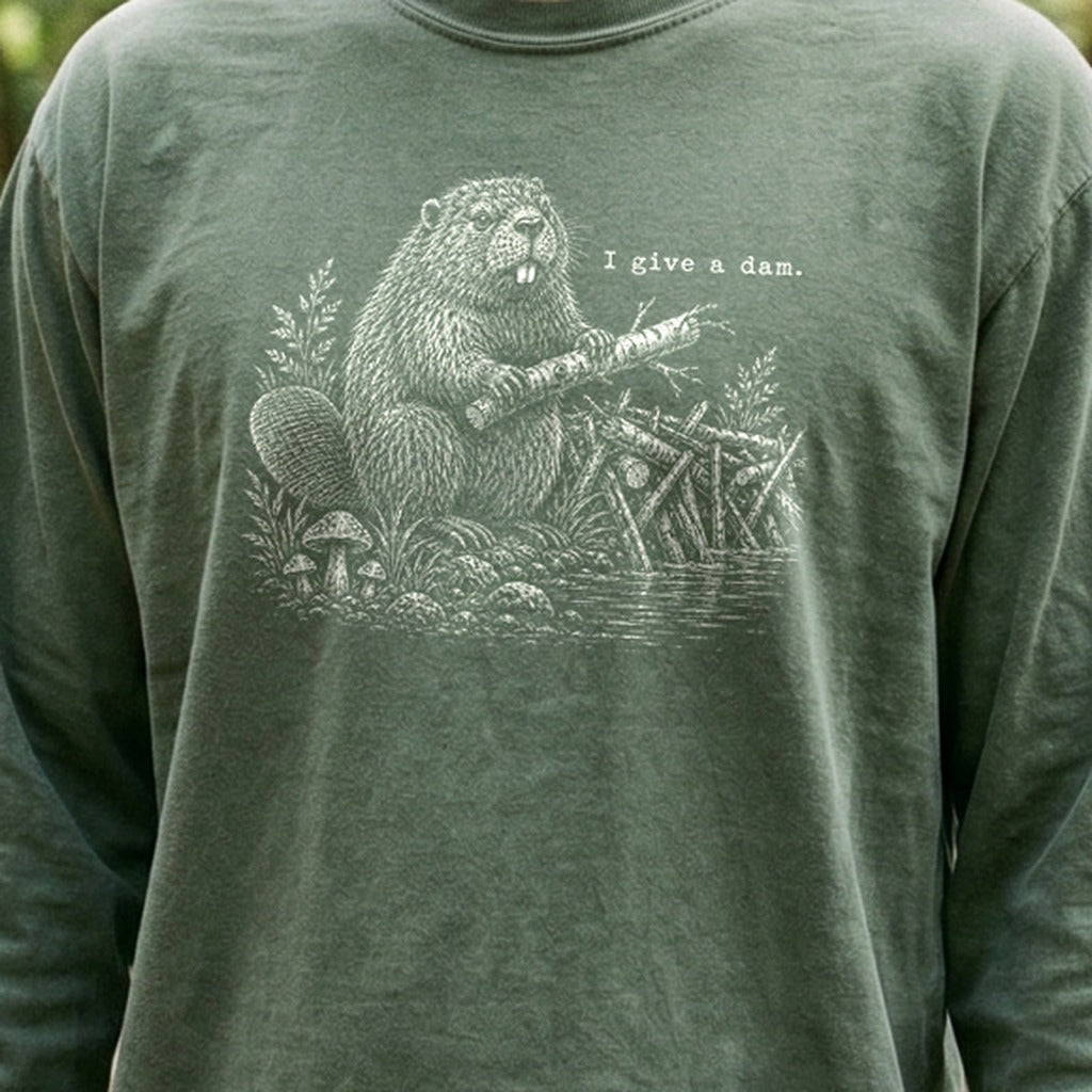 Beaver I Give a Dam Premium Long Sleeve