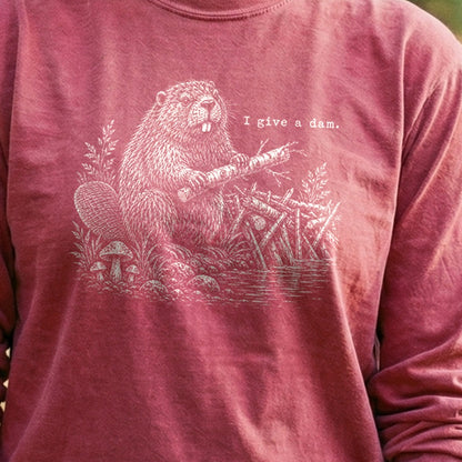 Beaver I Give a Dam Premium Long Sleeve