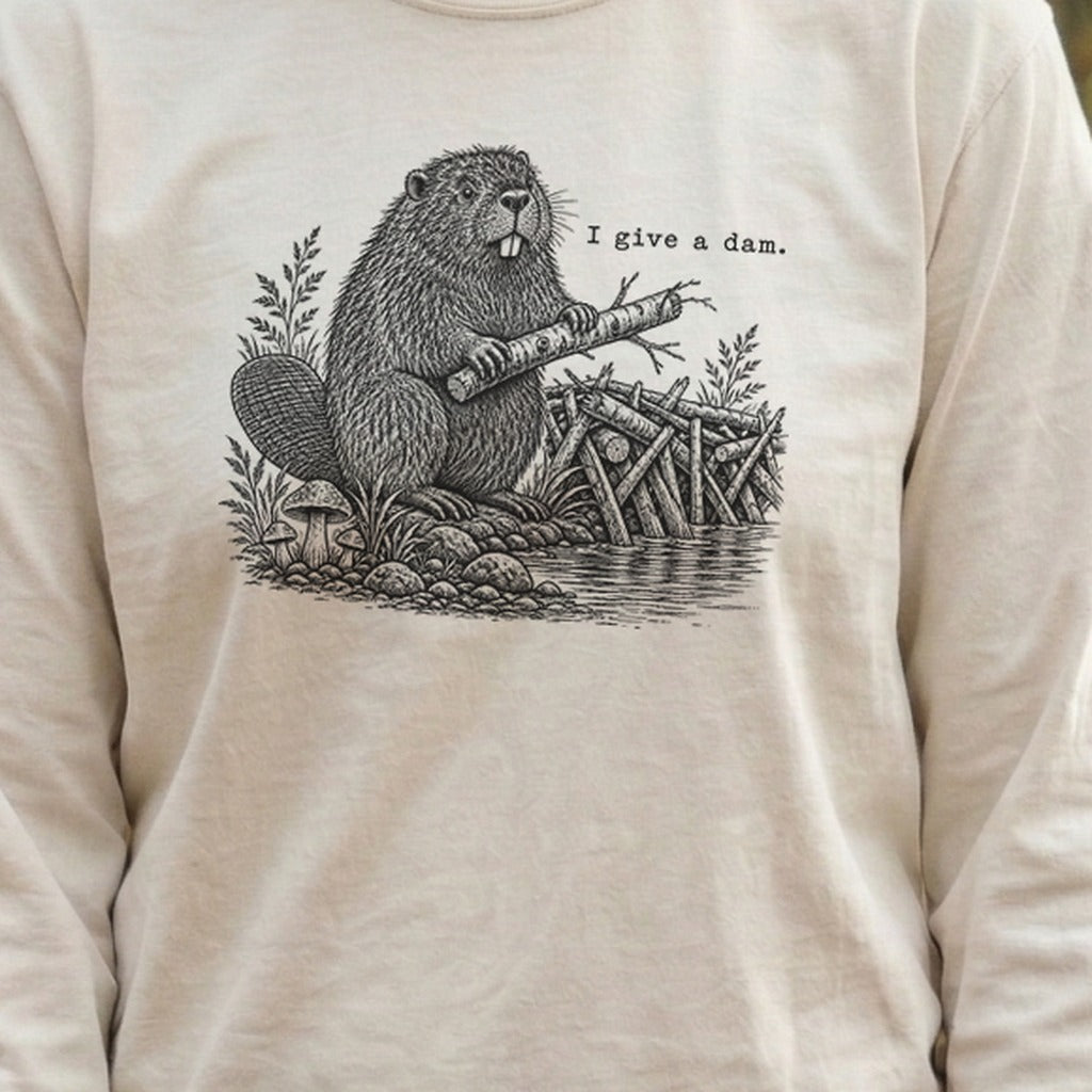 Beaver I Give a Dam Premium Long Sleeve