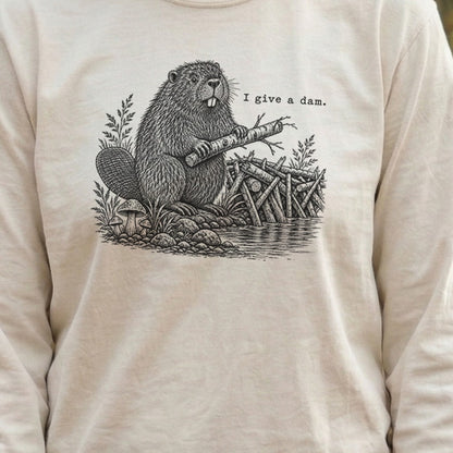 Beaver I Give a Dam Premium Long Sleeve