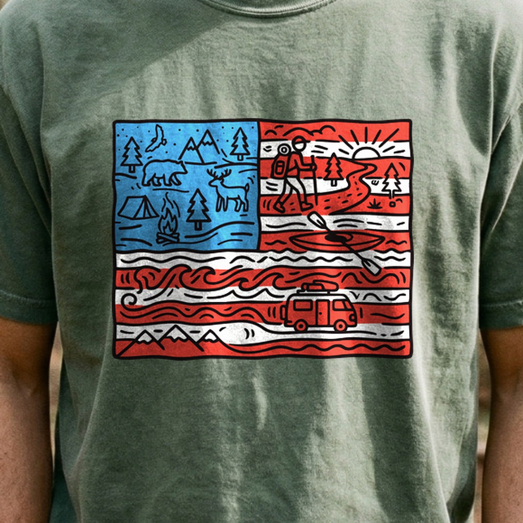 4th of July Outdoors Cotton T-Shirt