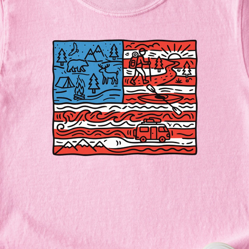 4th of July Outdoors Kids Cotton T-Shirt