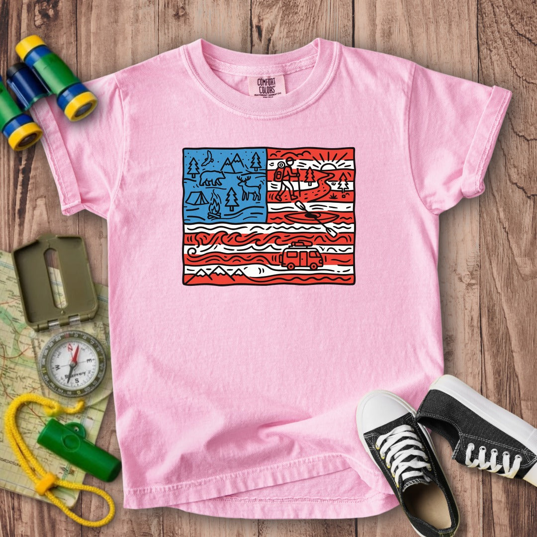 4th of July Outdoors Kids Cotton T-Shirt