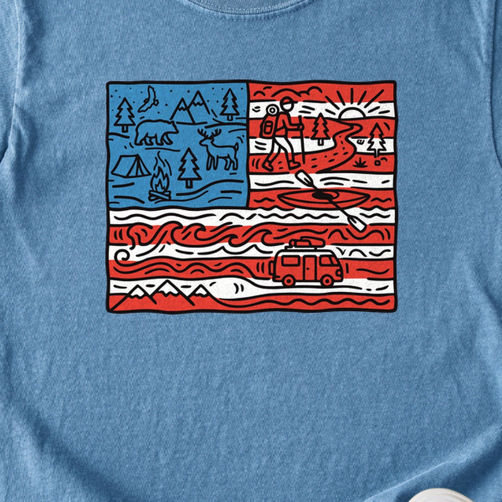 4th of July Outdoors Kids Cotton T-Shirt