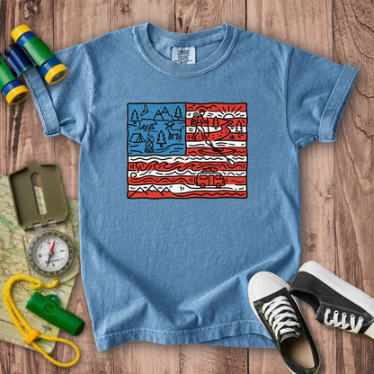 4th of July Outdoors Kids Cotton T-Shirt