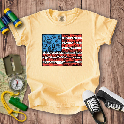 4th of July Outdoors Kids Cotton T-Shirt