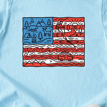4th of July Outdoors Kids Cotton T-Shirt