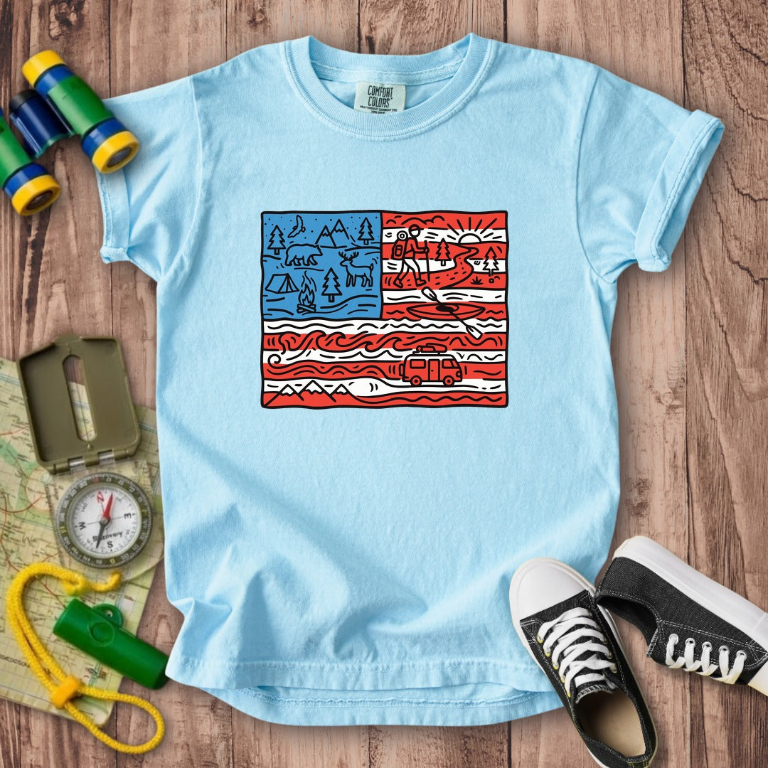 4th of July Outdoors Kids Cotton T-Shirt