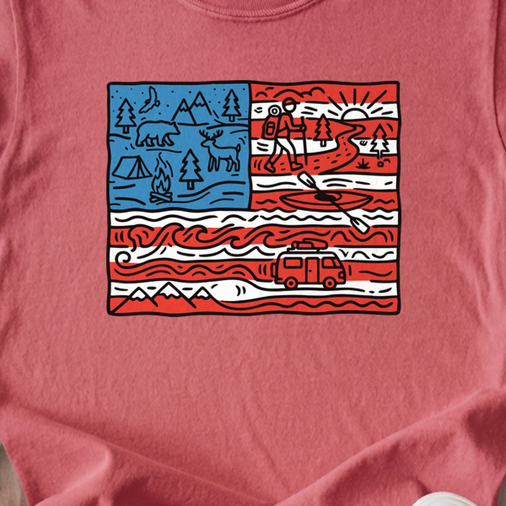 4th of July Outdoors Kids Cotton T-Shirt