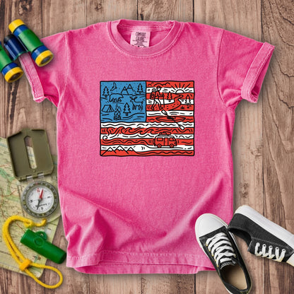 4th of July Outdoors Kids Cotton T-Shirt
