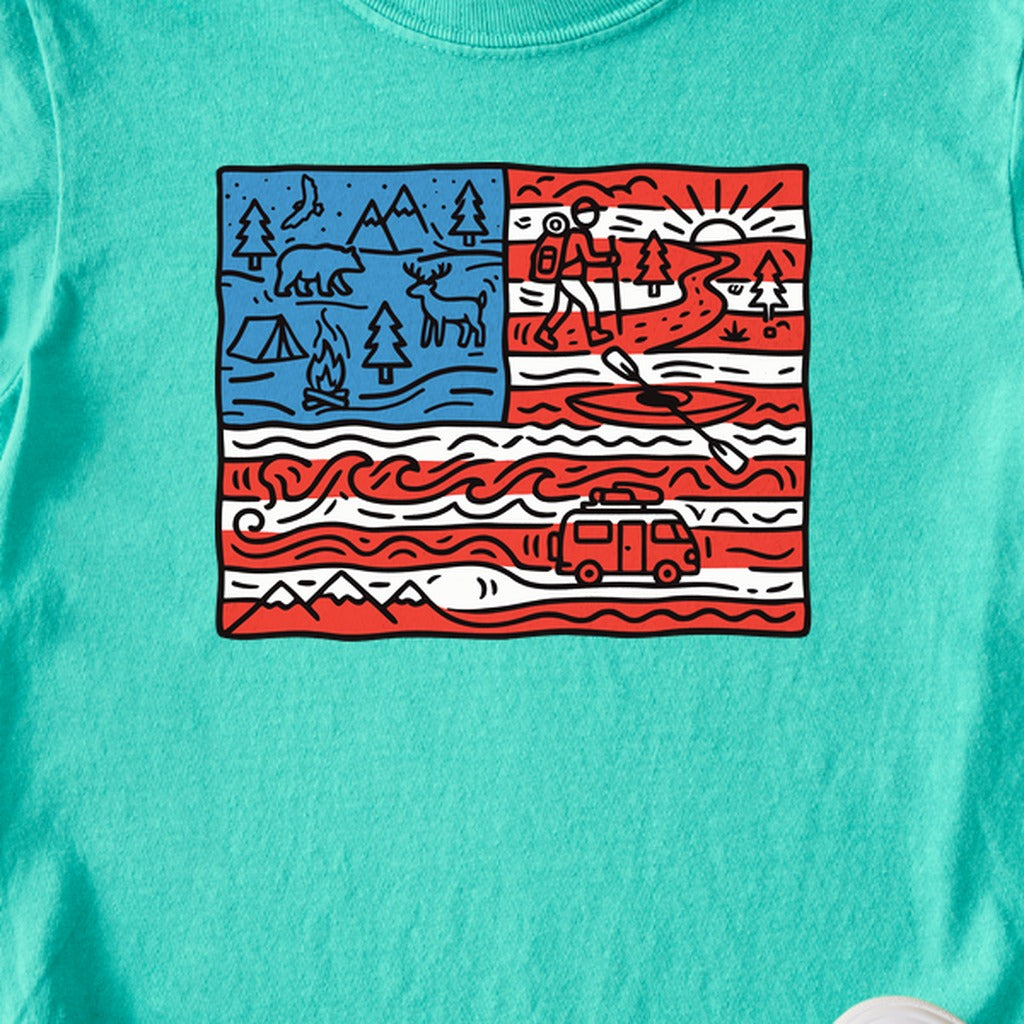 4th of July Outdoors Kids Cotton T-Shirt