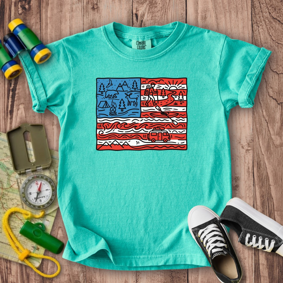 4th of July Outdoors Kids Cotton T-Shirt