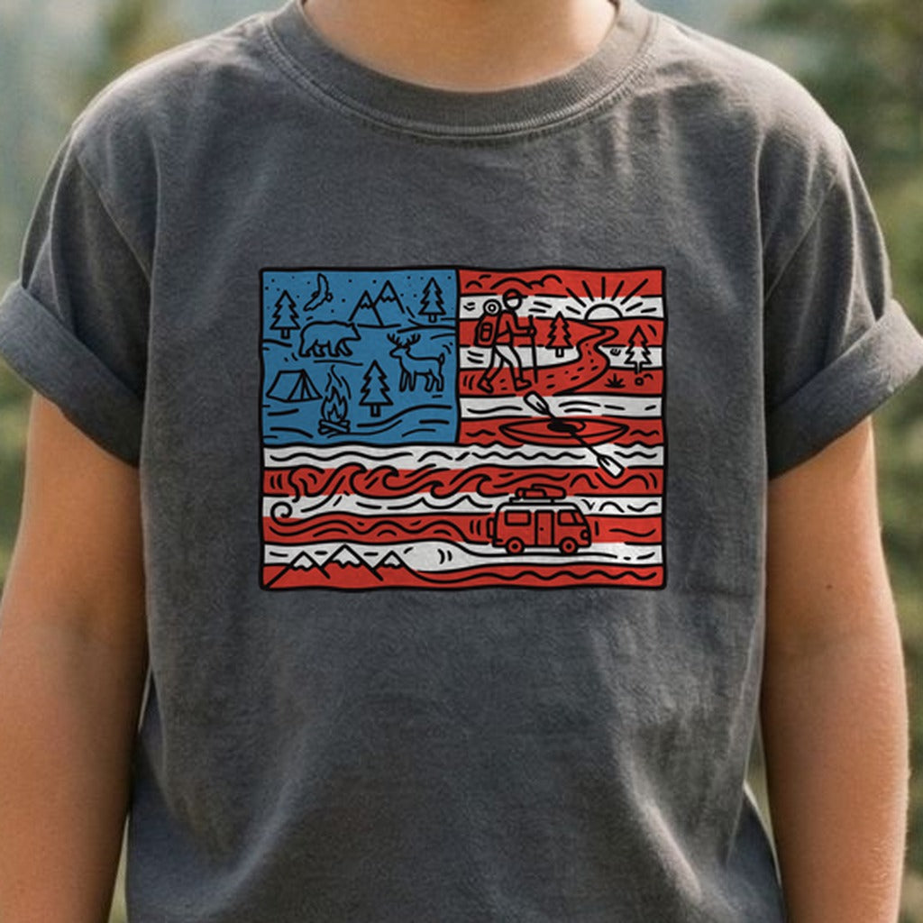 4th of July Outdoors Kids Cotton T-Shirt