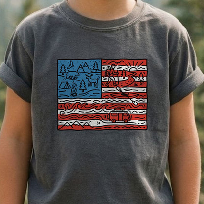 4th of July Outdoors Kids Cotton T-Shirt