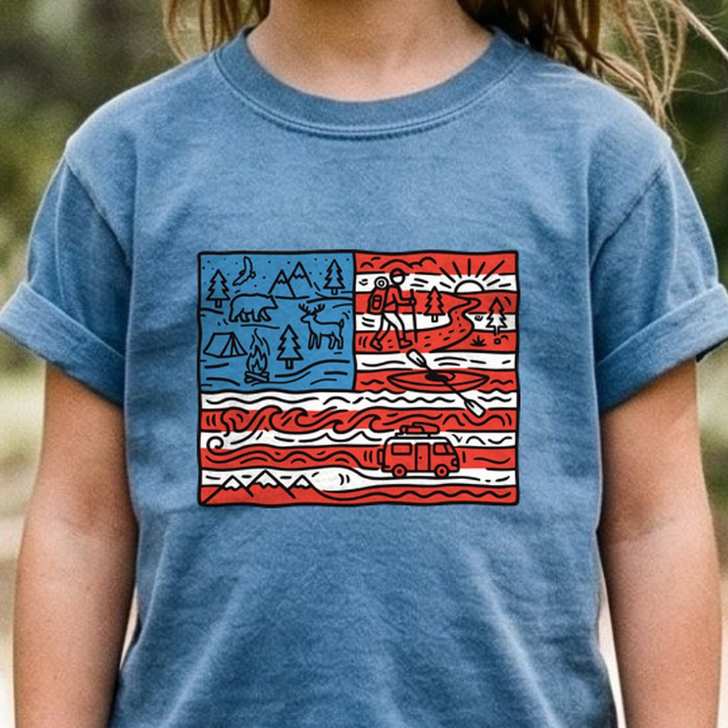 4th of July Outdoors Kids Cotton T-Shirt