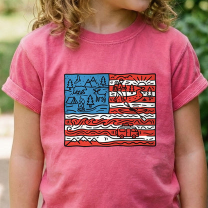 4th of July Outdoors Kids Cotton T-Shirt