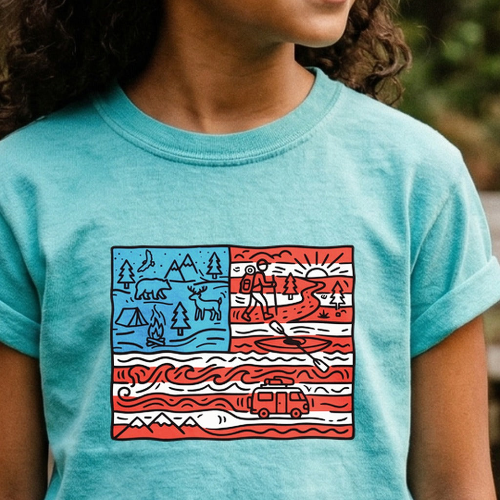 4th of July Outdoors Kids Cotton T-Shirt