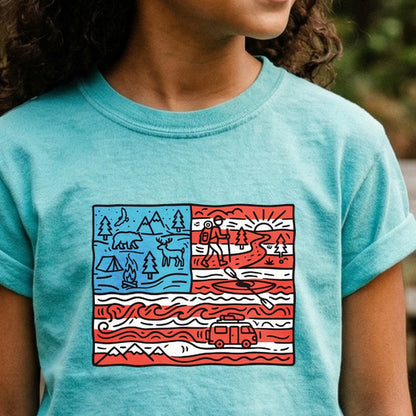 4th of July Outdoors Kids Cotton T-Shirt