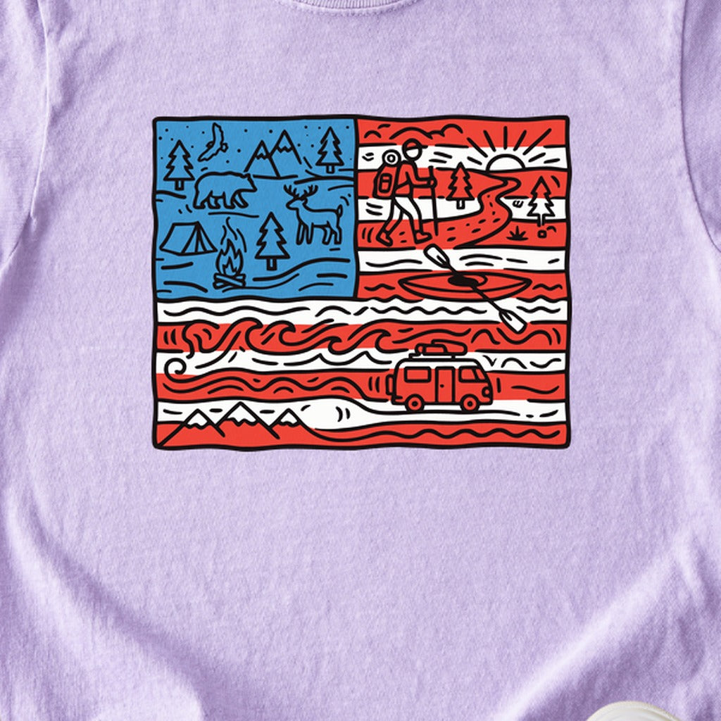 4th of July Outdoors Kids Cotton T-Shirt