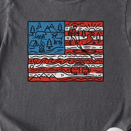 4th of July Outdoors Kids Cotton T-Shirt