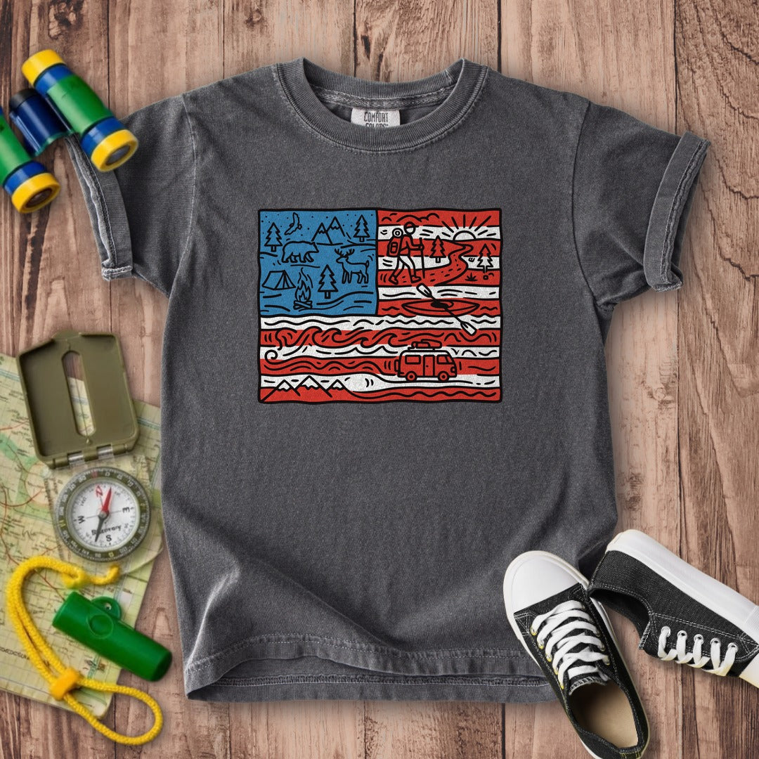 4th of July Outdoors Kids Cotton T-Shirt