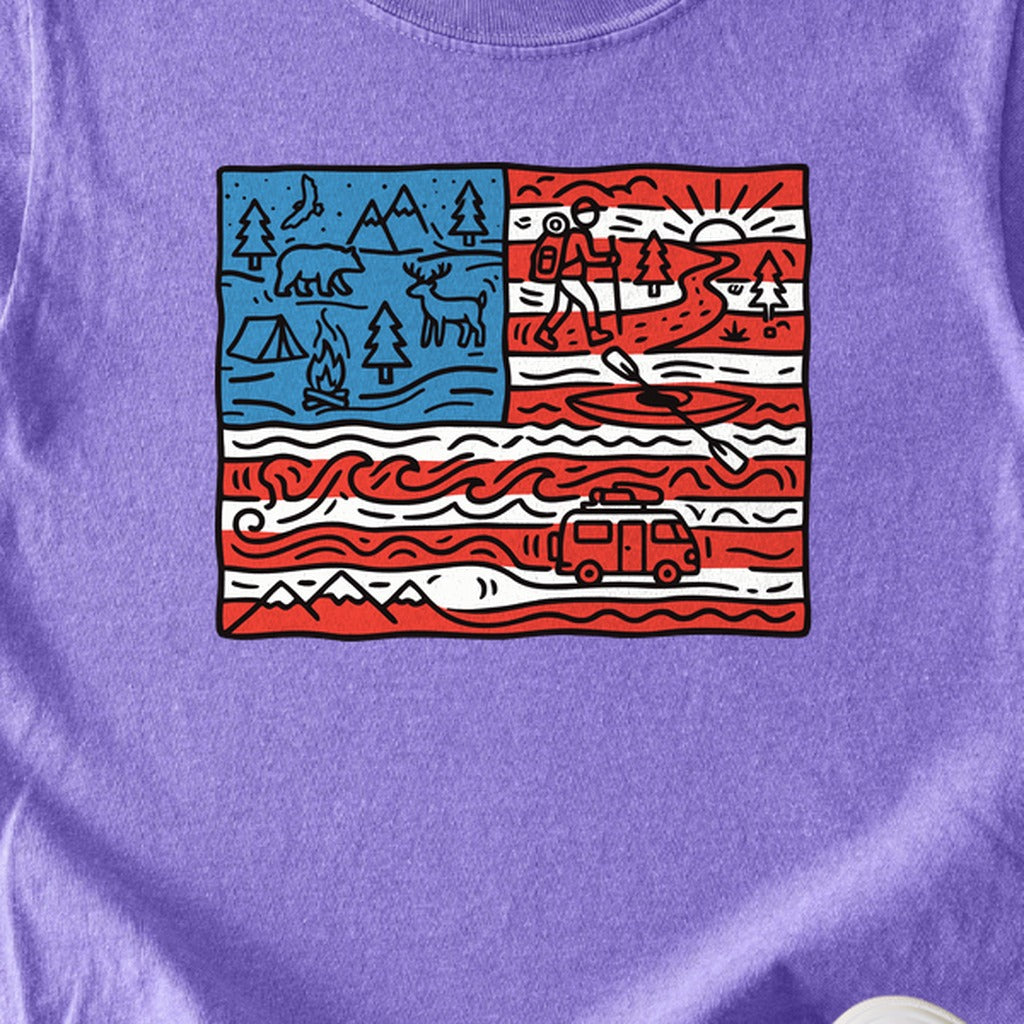 4th of July Outdoors Kids Cotton T-Shirt