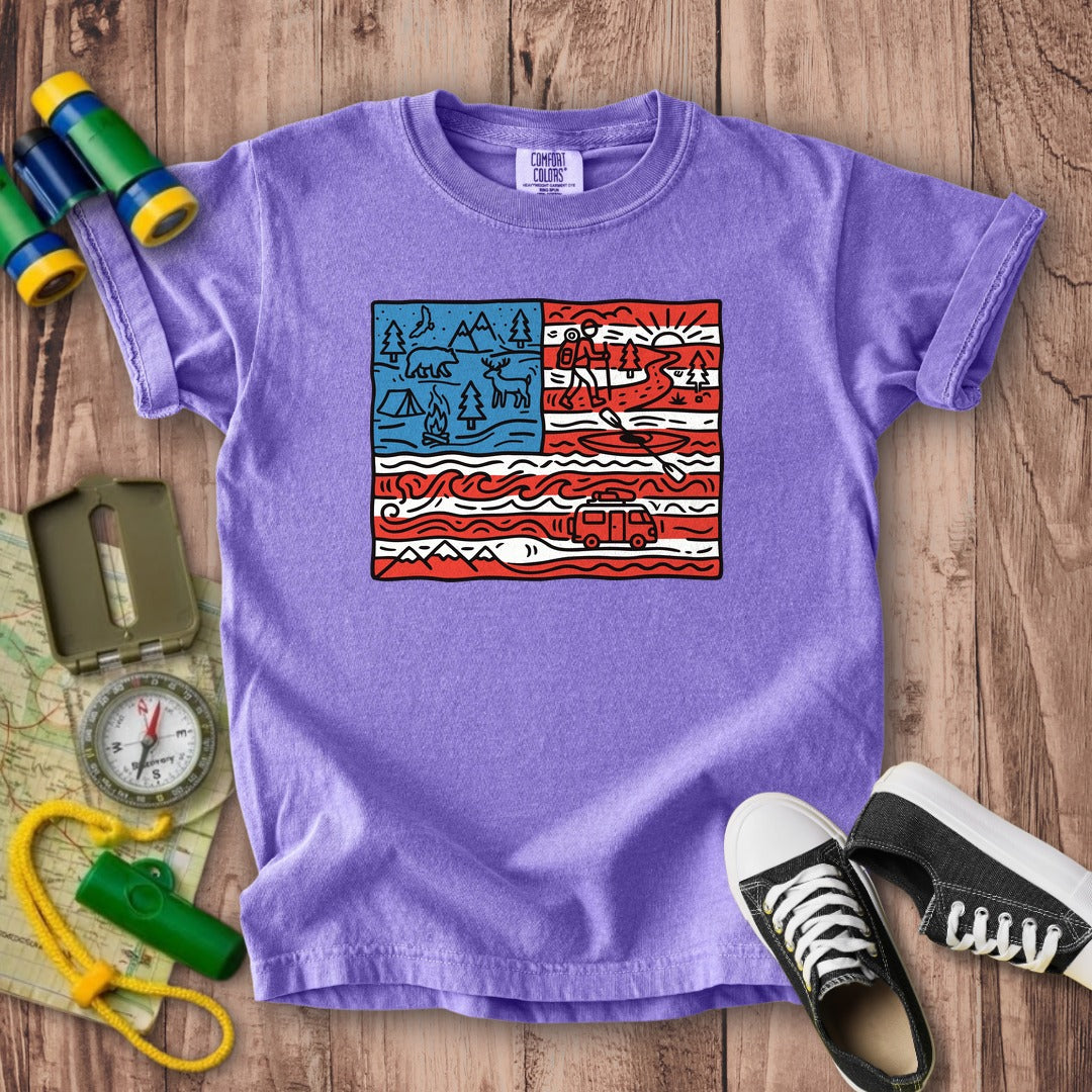 4th of July Outdoors Kids Cotton T-Shirt