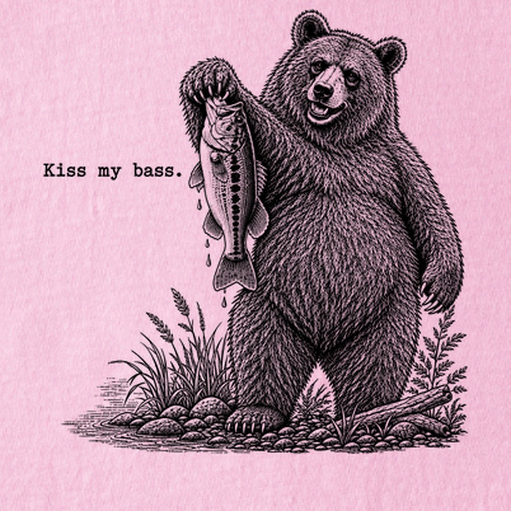 Bear Kiss My Bass Kids Cotton T-Shirt