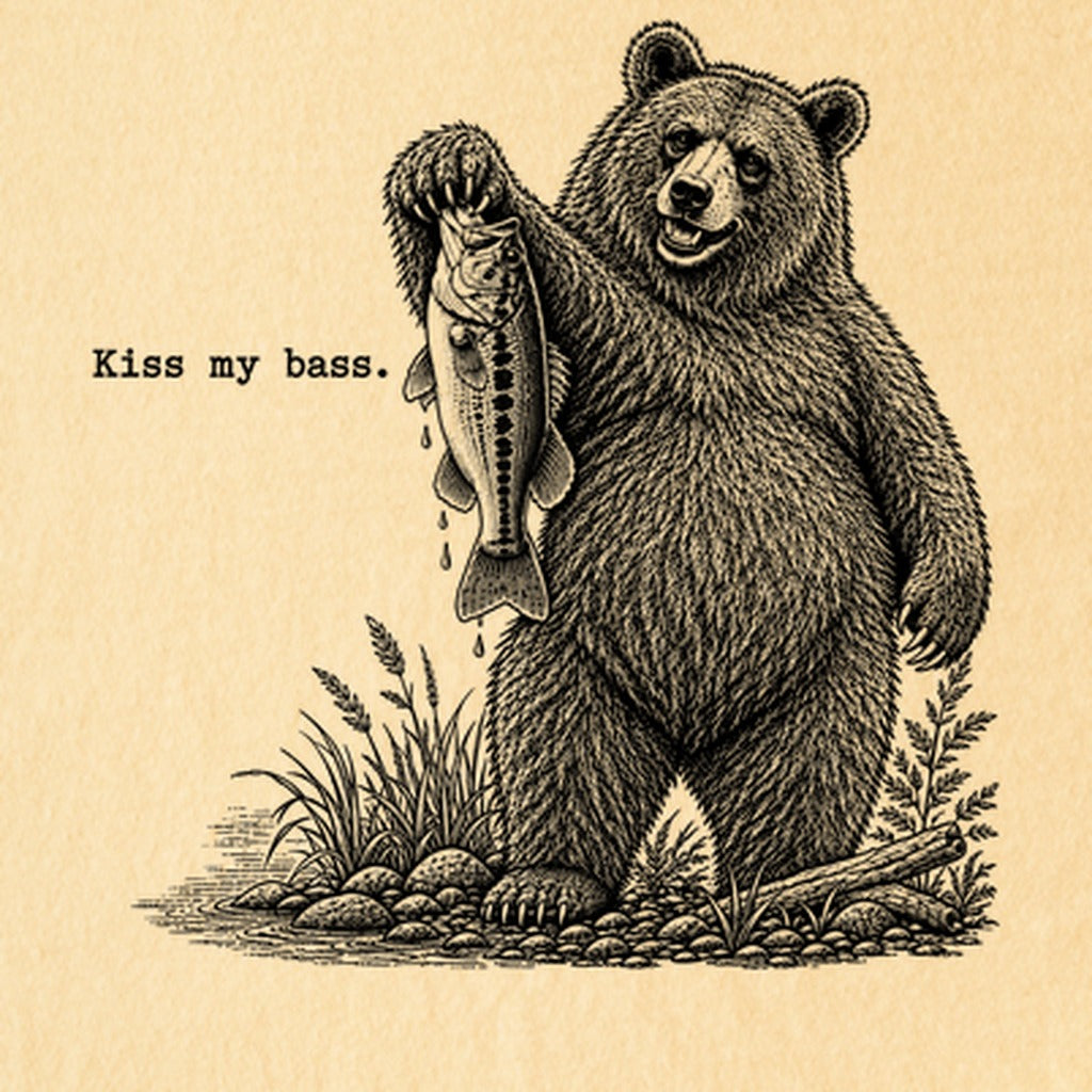 Bear Kiss My Bass Kids Cotton T-Shirt