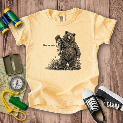Bear Kiss My Bass Kids Cotton T-Shirt