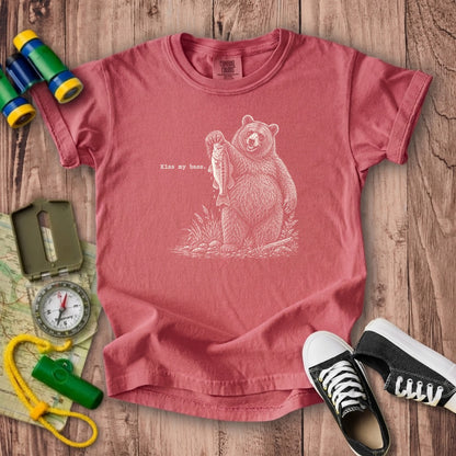 Bear Kiss My Bass Kids Cotton T-Shirt