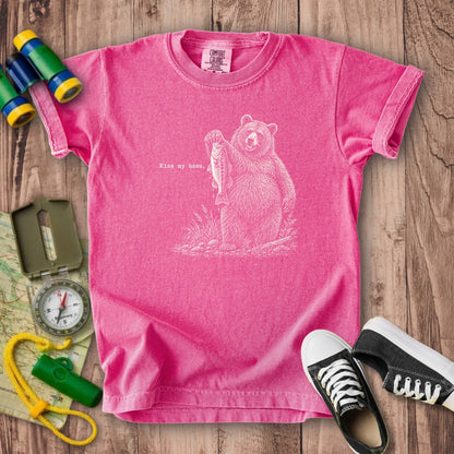 Bear Kiss My Bass Kids Cotton T-Shirt